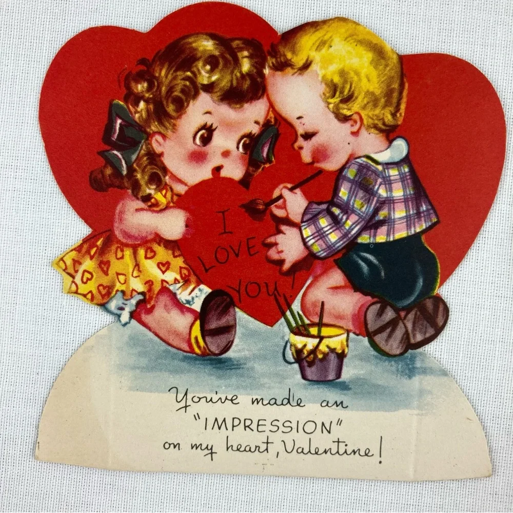 Vintage 1920's - 1940's Die Cut Valentine's Day Cards Lot Set 9 Collection